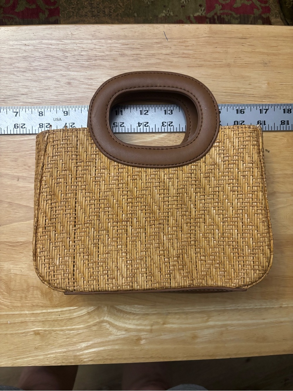 Fossil Woven Mini Top-Handle Bag in Tan and Brown